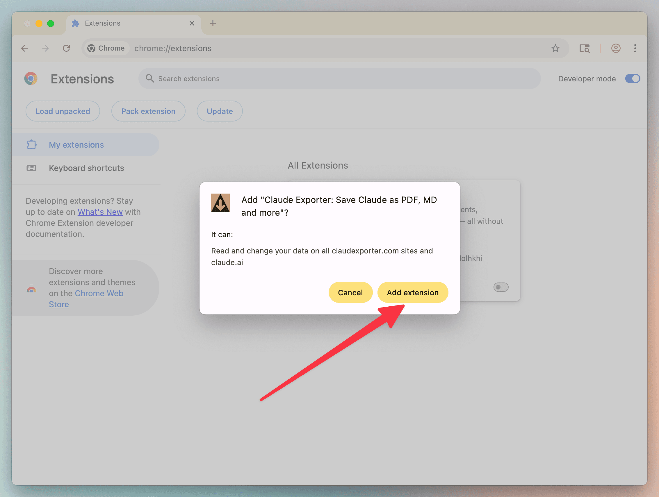 Confirm Add Extension